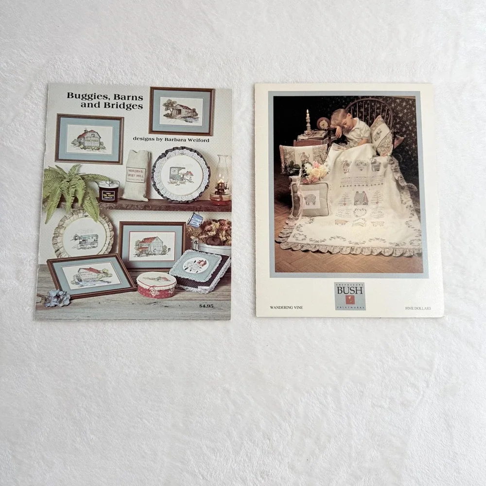 Shepherd's Bush Thread Bear Cross Stitch Pattern Booklets 2pc Americana Country